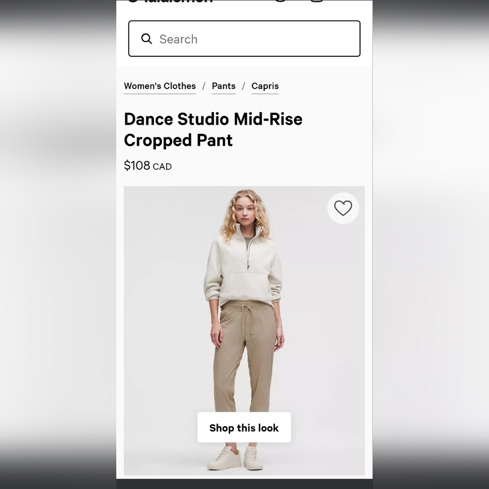 Lululemon Cream/tan/oatmeal Cropped Dance Studio Pants Relaxed Fit